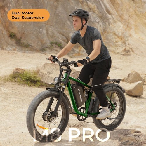 Dual Motor Electric Bike for Adults, 52V 5000W Peak Motor, 45MPH, 1300Wh Battery, Up to 100 Miles Range, 26" x 4.0 Fat Tire Ebike with 7-Speed, Suspension, Turn Signals and Dual Disc Brakes
