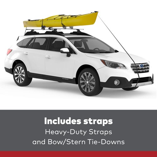 YAKIMA HandRoll Rooftop Mounted Kayak Rack for Vehicles with Heavy Duty Strap, Bow, and Stern Tie Down, Tool Free Installation, Set of 2 Kayak Rollers