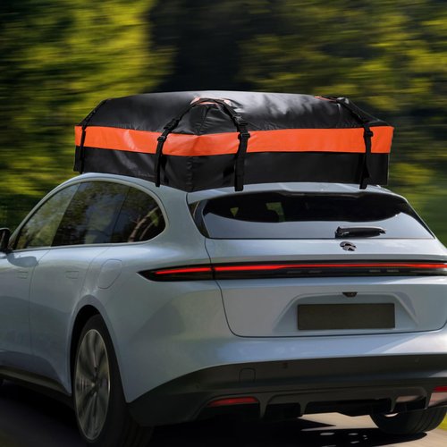 Car Rooftop Cargo Carrier Roof Bag Waterproof for All Top of Vehicle with/Without Rack Includes Topper Anti-Slip Mat + Reinforced Straps + 64Door Hooks + Luggage Lock ﻿