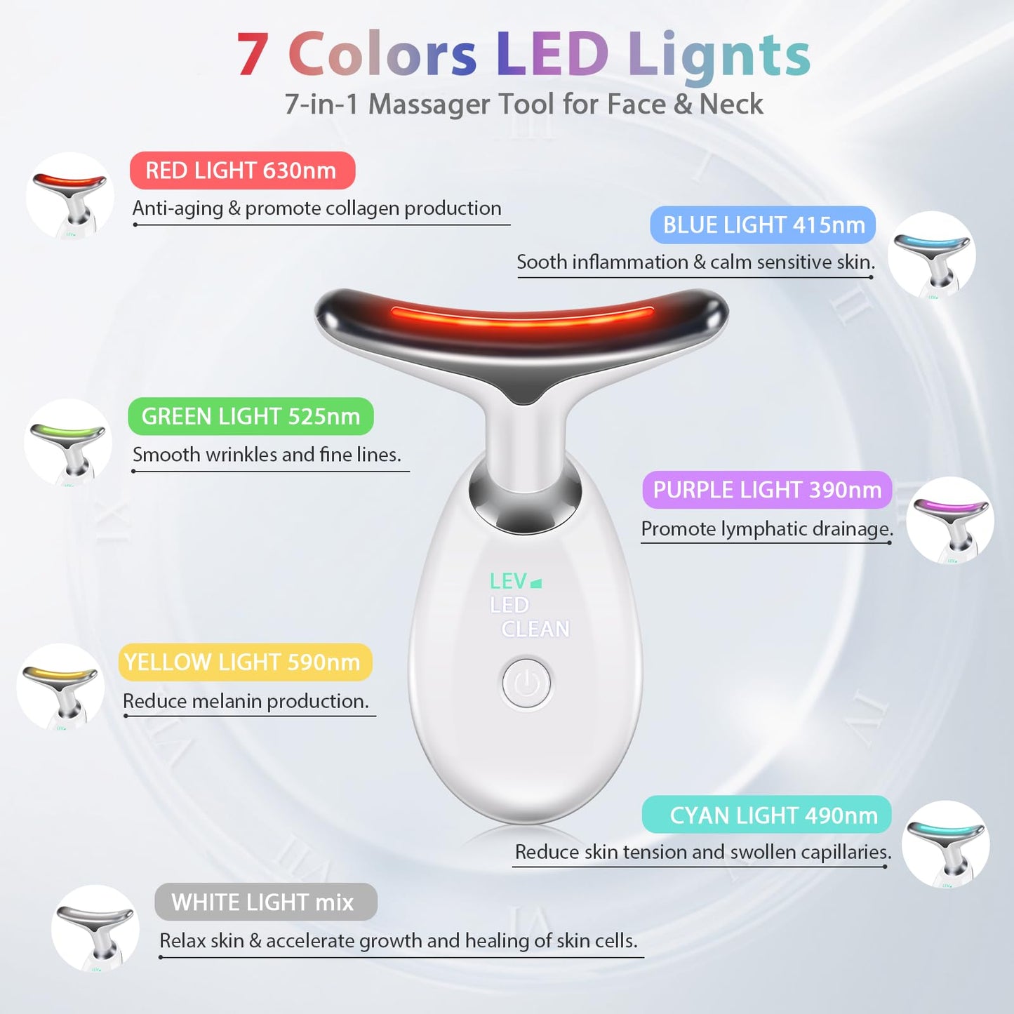 3 in 1 Face 𝖲cuIpting Tool, 7 Color Mode, Facial Massager for Face and Neck, at-Home Facial Beauty De𝗏ice for Skin Care, Face 𝖲cuIpting Wand