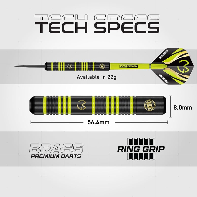 Darts Set - 22g Twin Barrel Golf Style with Flights, Shafts & Wallet – Dual Grip, MVG vs Wizard