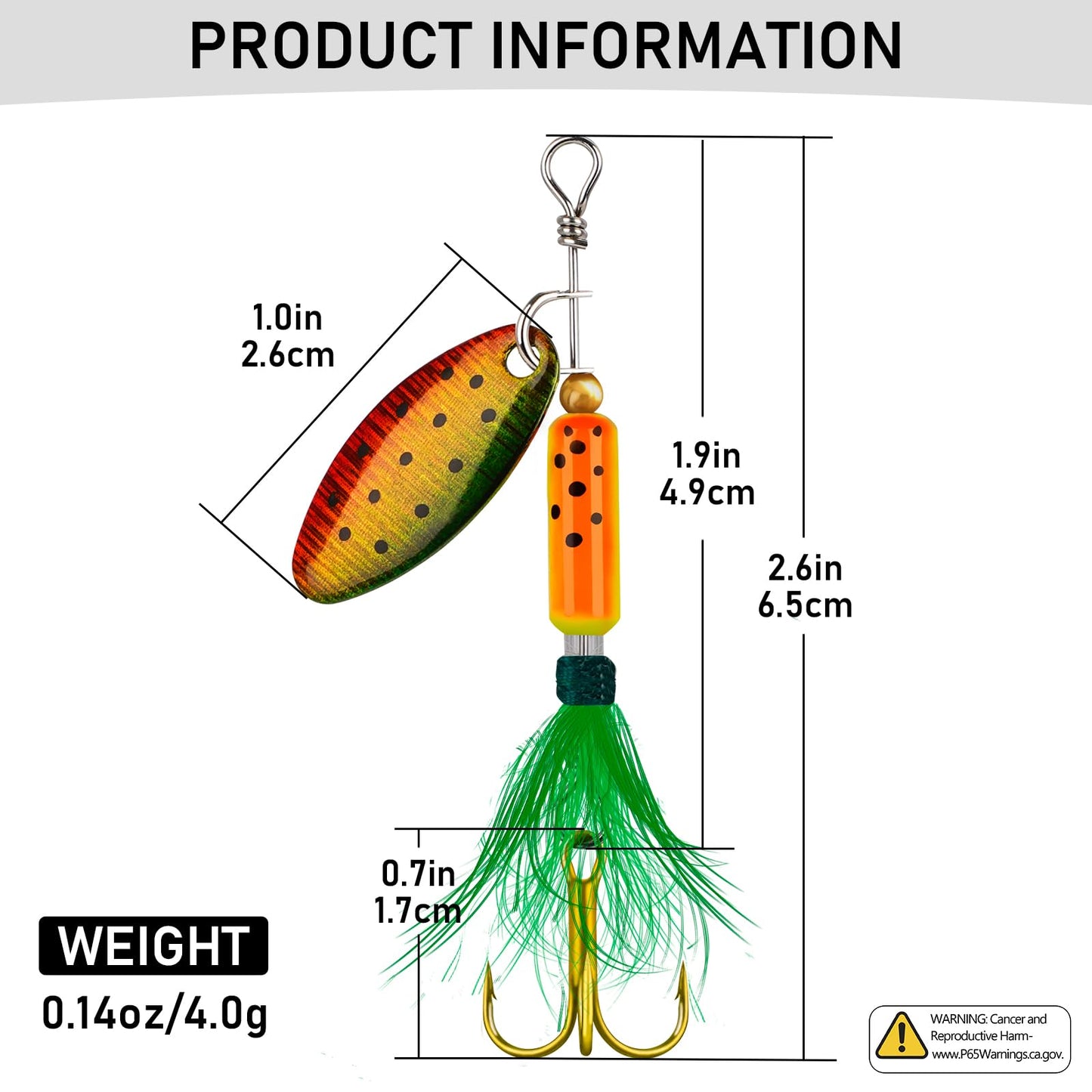 THKFISH Spinner Baits Fishing Spinners Spinnerbait Trout Lures Fishing Lures for Bass Trout Crappie