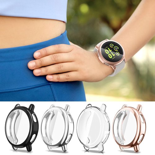 Fintie 3 Packs Screen Protector Case Compatible with Garmin Vivoactive 5, Soft TPU Plated Bumper Full Cover Protective Cases Scratch-Proof, Black/Rose Gold/Clear