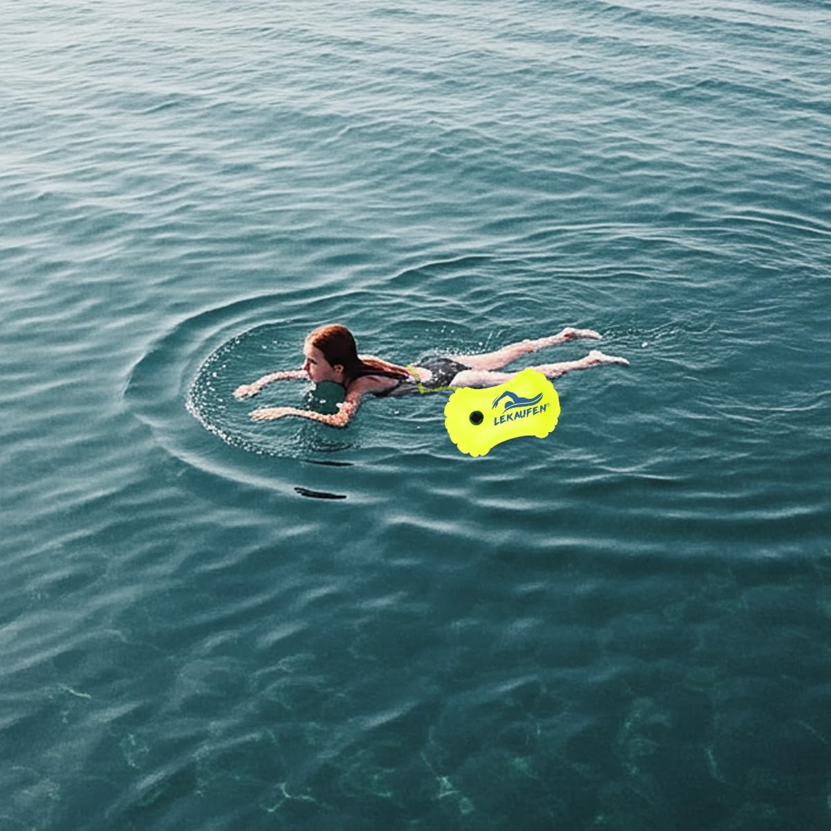 2 Pack Swim Buoy for Open Water, Swimming Safety Float with Adjustable Belt for Snorkeling, Swim Training, Triathletes, Kayaking