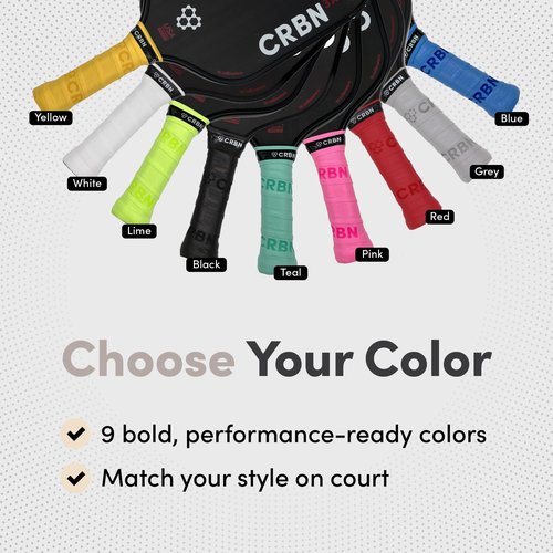 CRBN Drytec™ Overgrips - Pickleball Paddle Grip Tape - Absorbs Shock & Moisture - 4-Pack, Black