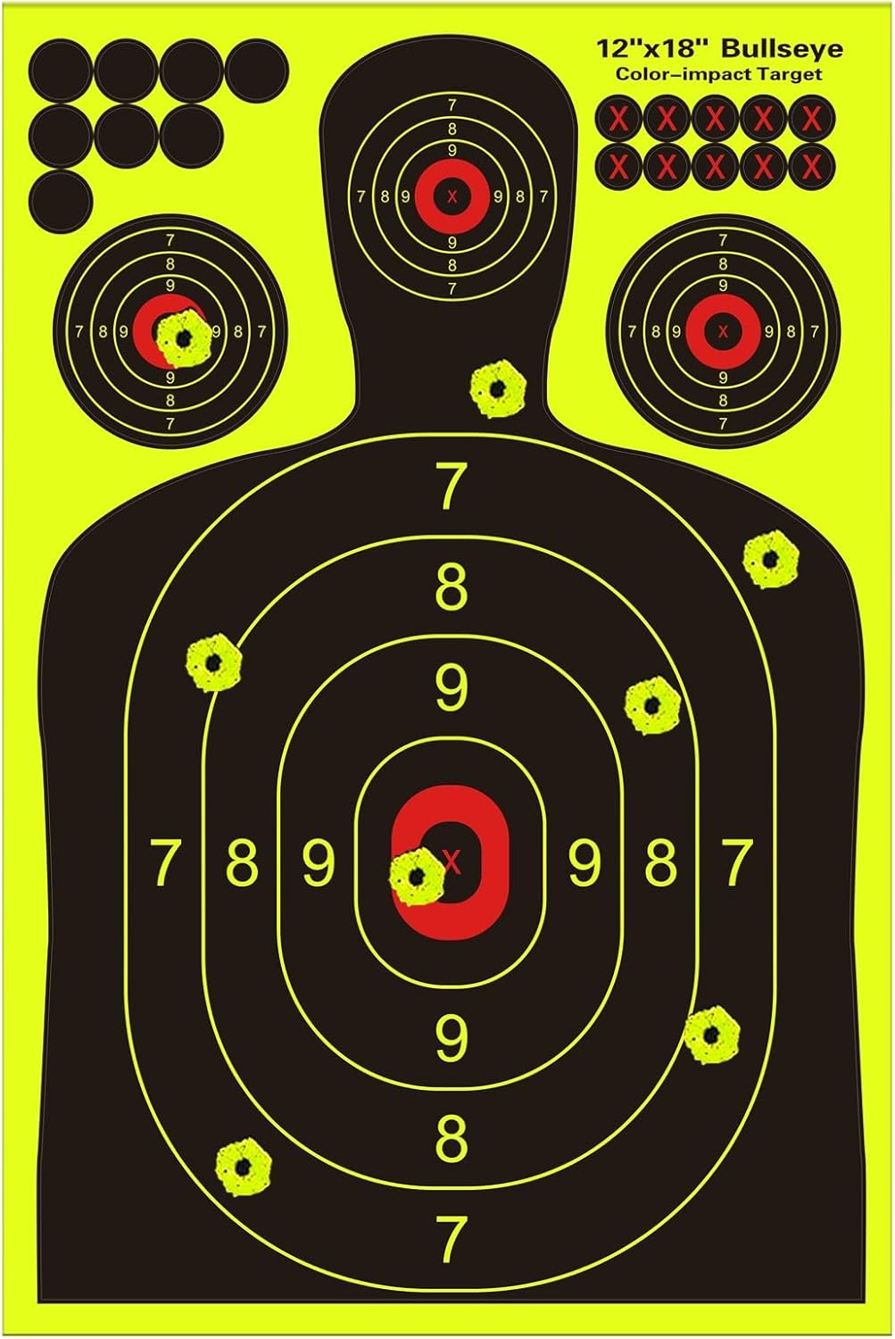 12x18 inch Silhouette Splatter Targets - Bright Fluorescent Yellow Easily seen on Impact When Hitting Target for BB Guns, airguns, Rifles, Indoor and Outdoor ranges (10/25/50/100 Pack)