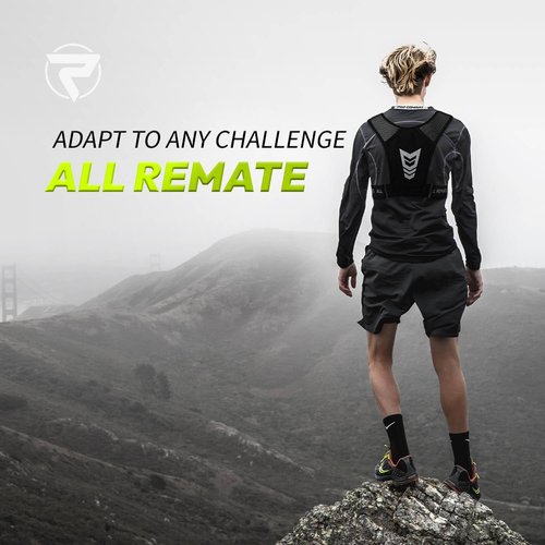 ALL REMATE Unisex Reflective Running Vest with 5 Pockets for Phones, Water bottles, Ear Bud Case, Keys, etc. Ventilative Adjustable Jogging Gear