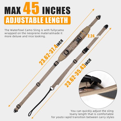 Tactical Rifle Gun Sling for Hunting ??Heavy-Duty Neoprene Padded Shoulder Strap, 3-Point Shotgun Sling Adjustable Non-Slip Design with Swivel Hook for Shotguns & Outdoor Gear