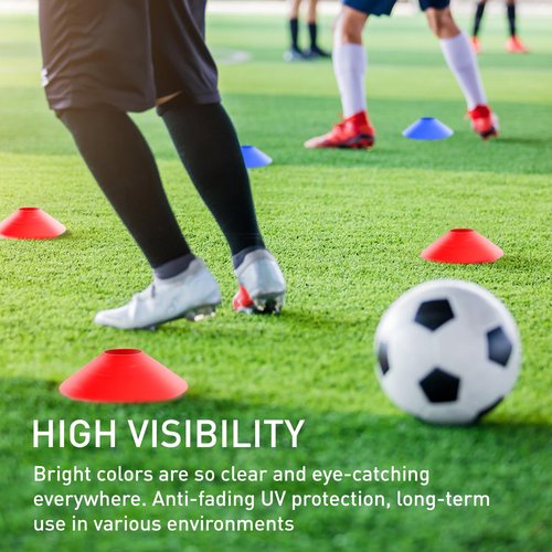CasaCulina 50 Pack Soccer Training Cones, Agility Disc Sports Cones with Carry Bag and Holder, Plastic Football Cones for Drills, Sports Training, Basketball, Coaching, Practice Equipment, 5 Color