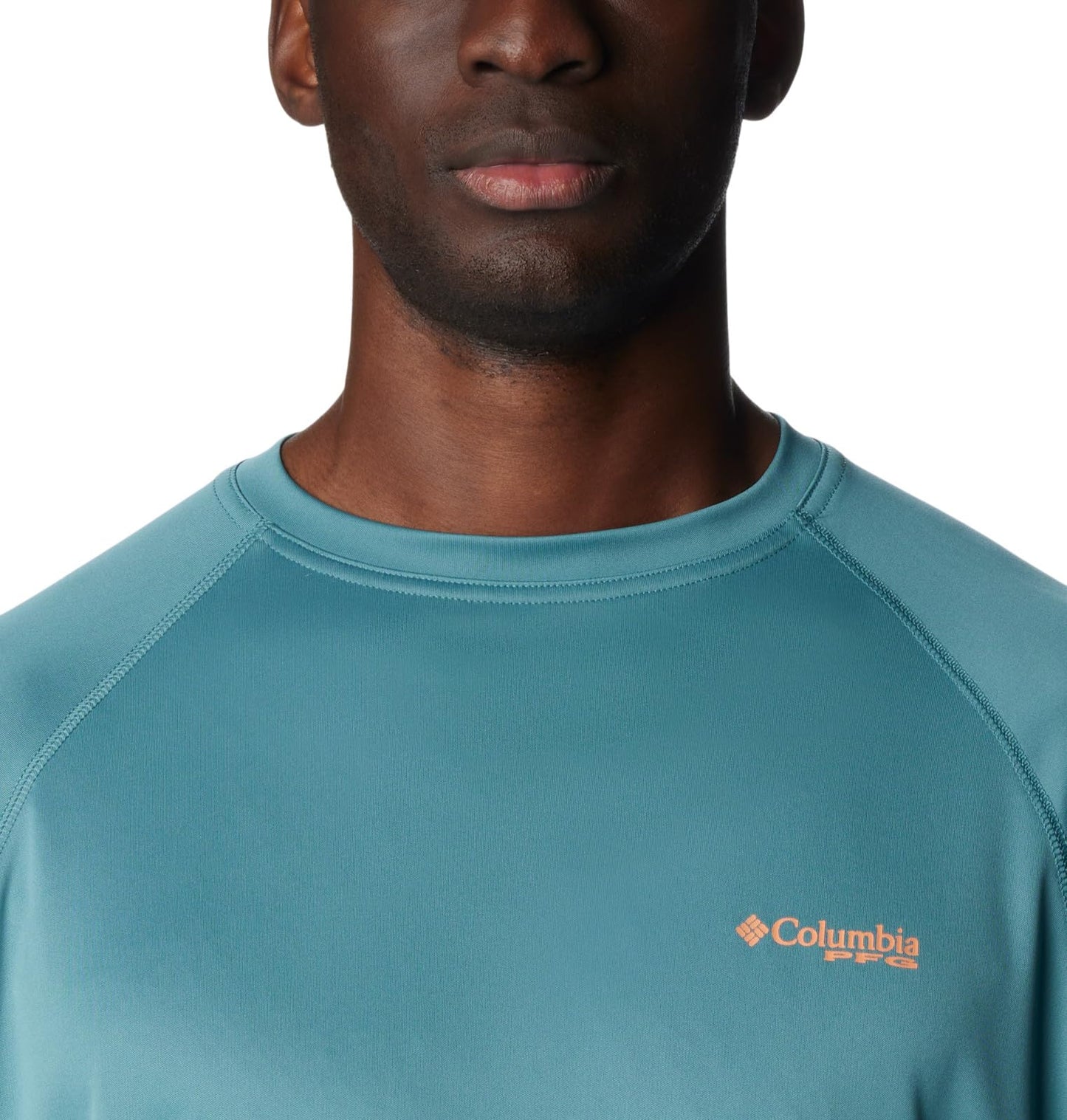 Columbia Men's Terminal Tackle Long Sleeve Fishing Shirt, Tranquil Teal/Orange Reef Logo, XX-Large
