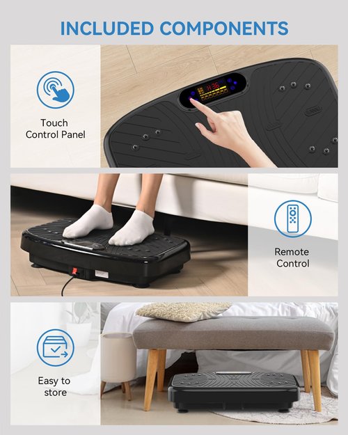Vibration Plate Exercise Machine, Vibration Plate Platform for Lymphatic Drainage, 200 Adjustable Speeds Power Shaping Vibrating Plate Helps Weight Loss, Shaping, Max Weight 450 Lbs(Black)