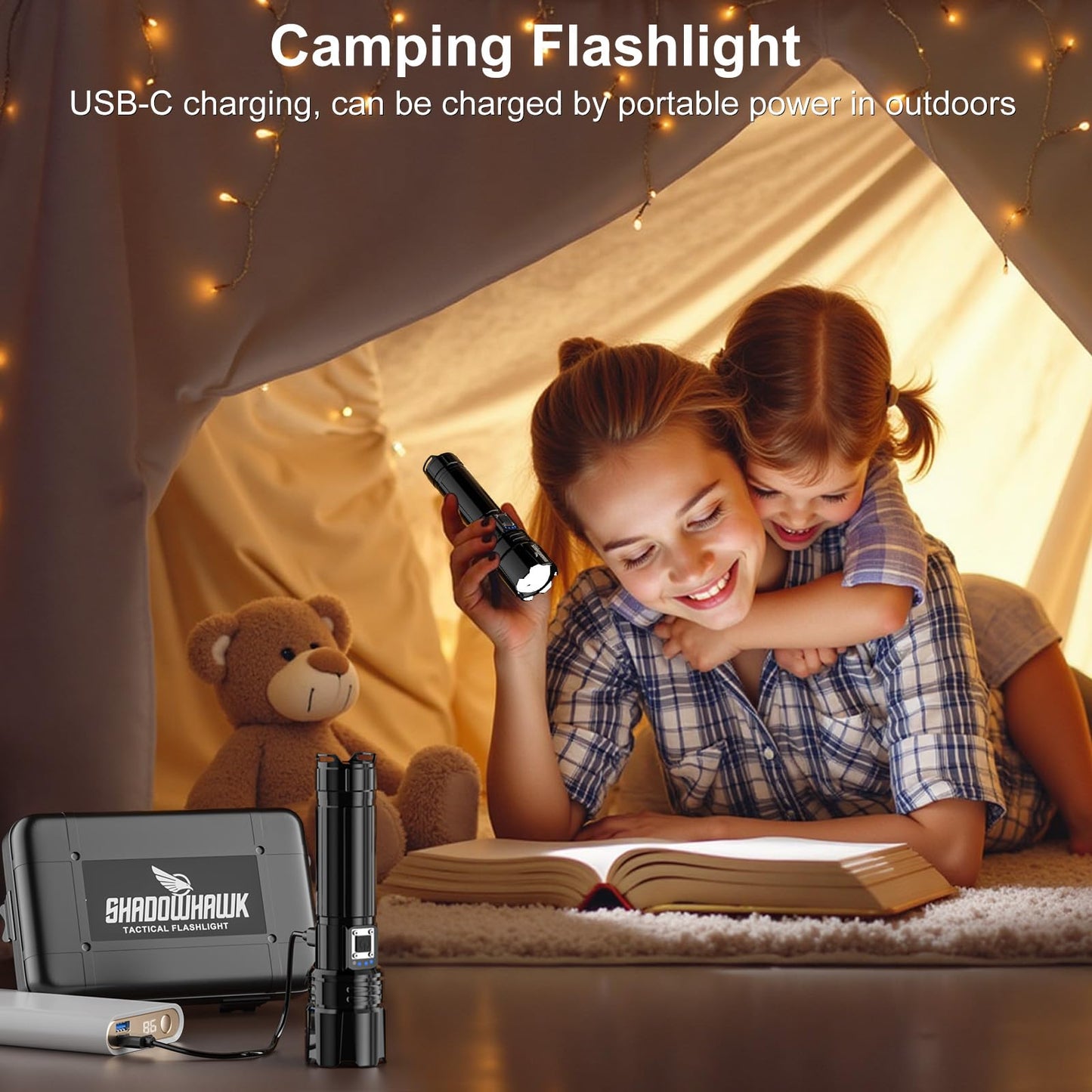 Flashlight 10000 High Lumens Rechargeable - 30W Super Bright LED Flash Light | 5000ft Beam & 12H Long Lasting USB C High Powered Handheld Police Flashlight for Home, Camping, Hiking, Emergency