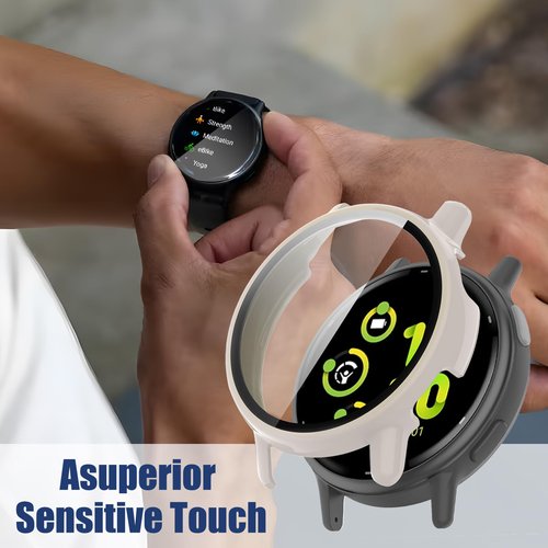 Kimiyaki for Garmin vivoactive 5 Screen Protector Case [Full Coverage], Hard PC Bumper All-Around Protective Accessories for Garmin vivoactive 5 Built-in Tempered Glass Film