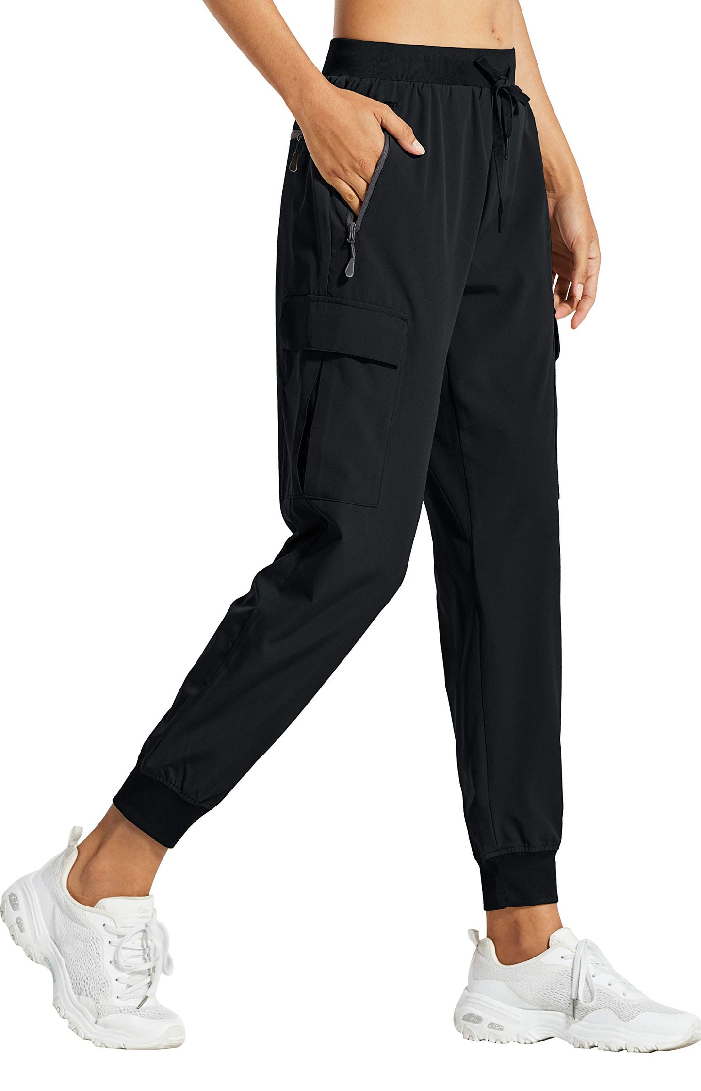 Libin Women's Cargo Joggers Lightweight Quick Dry Hiking Pants Athletic Lounge Casual Travel Petite, Black XL