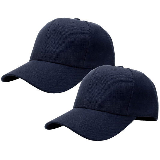 Falari Baseball Cap Adjustable Size for Running Workouts and Outdoor Activities All Seasons (2pk Navy & Navy)
