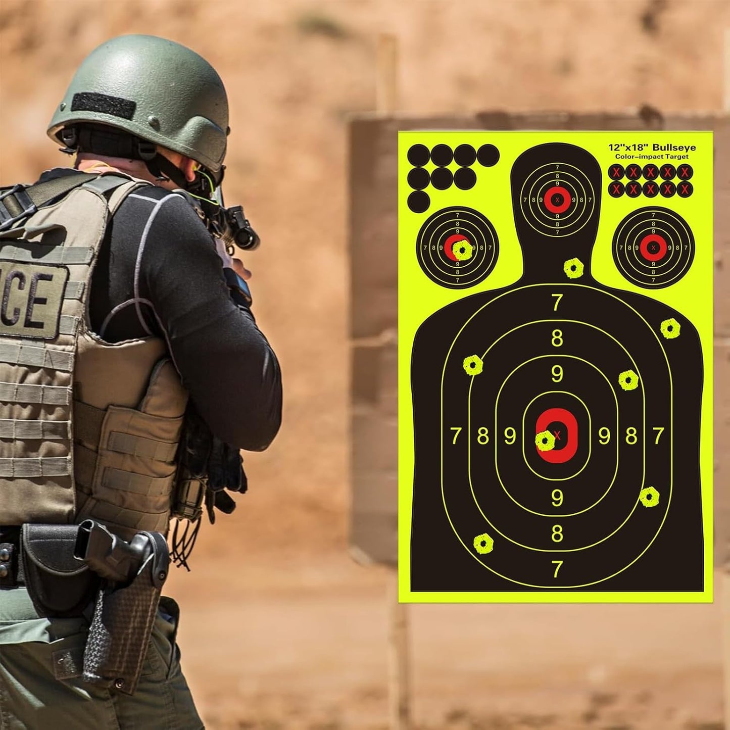 12x18 inch Silhouette Splatter Targets - Bright Fluorescent Yellow Easily seen on Impact When Hitting Target for BB Guns, airguns, Rifles, Indoor and Outdoor ranges (10/25/50/100 Pack)