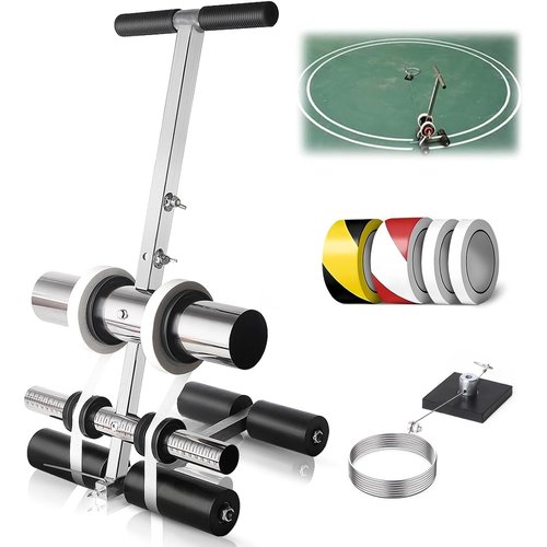 DRTINA Playing Field Line Striping Machines,Basketball Court Marking Kit+Drawing Circle Kit, Road Warning,Warehouse/Parking Lot Hand Push Floor Marking Tool Adjustable Parking Lot Striping Machine