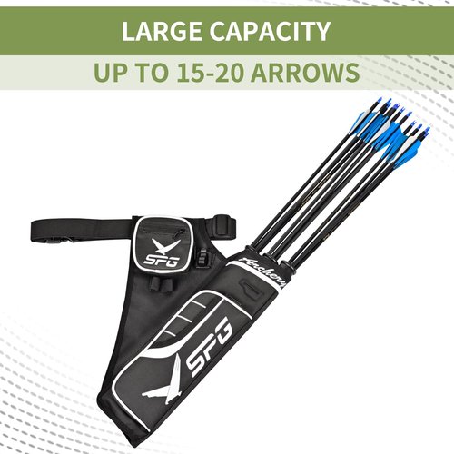 SPG Arrow Quiver Archery Hip Quiver, Durable Adjustable Waist Belt Three Arrows Tube for Arrow Storage Compound Bow Recurve Bow Accessories (Black)