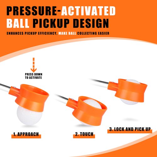 BIRDIEBLAST Golf Ball Retriever Telescopic, with Golf Ball Grabber for End of Putter, 9Ft/12Ft/17Ft/20Ft Stainless Steel Golf Ball Retriever for Water (9FT)