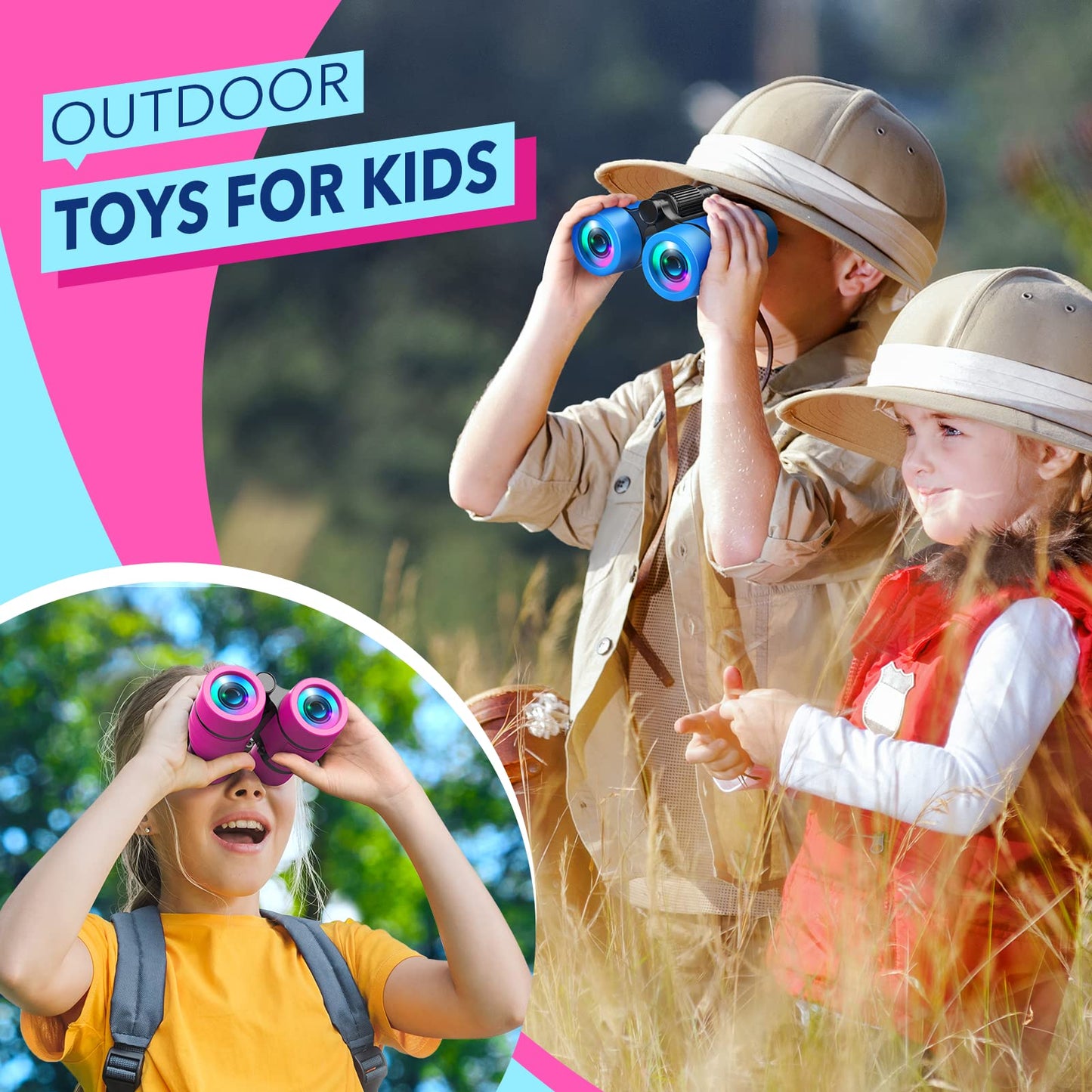 Toys for 3-7 Year Old Girls: LET'S GO! Binoculars for Kids Bird Watching|Camping|Hiking 3 4 5 6 7 8 Year Old Girl Boy Birthday Gifts Outdoor Toy for Kid Ages 4-6 Toddler Gift Stuffers