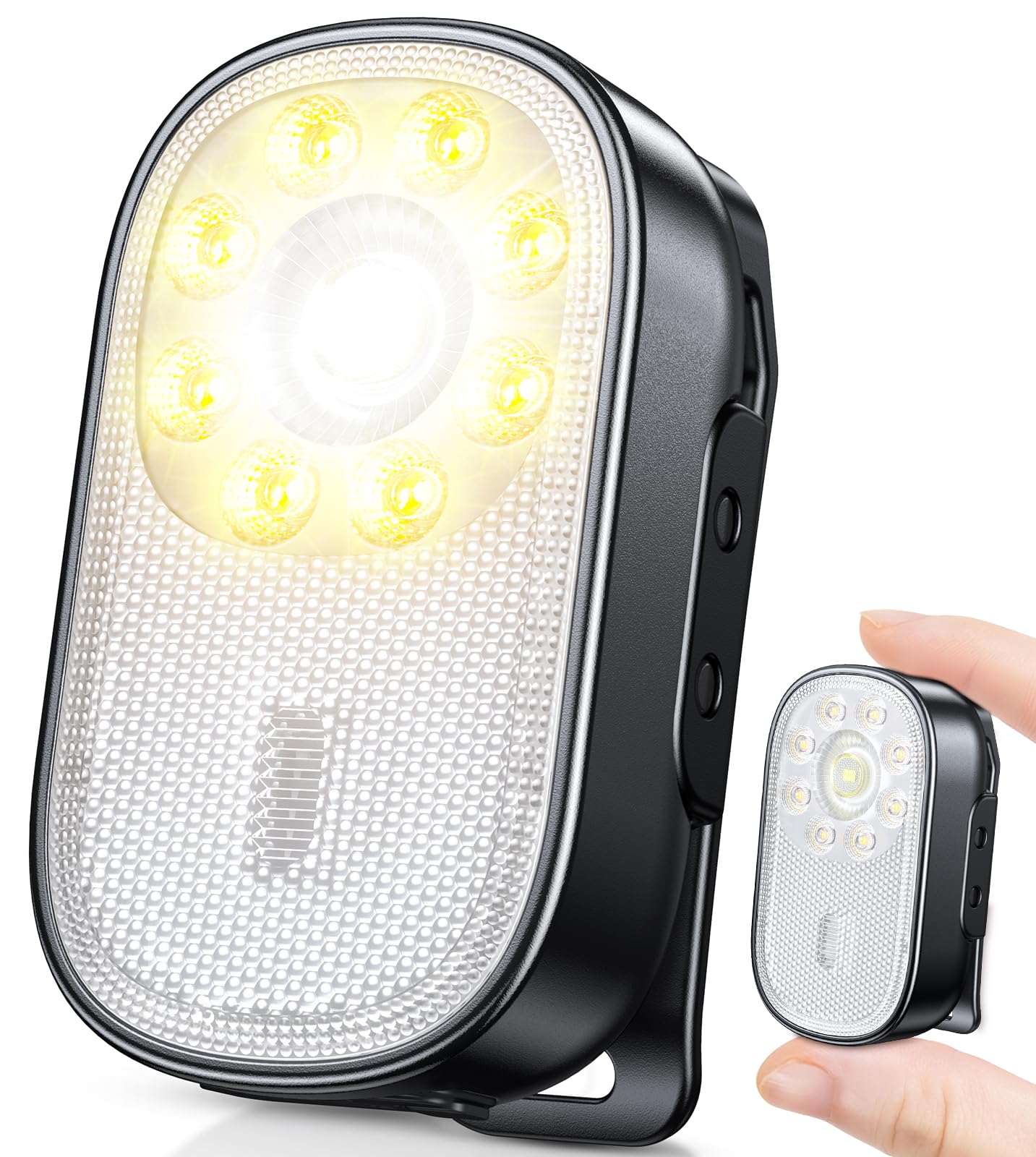Cuvccn 500LM Ultra Bright Mini EDC Flashlight Rechargeable, 10 Modes Running Lights for Runners with Spot & Flood Light, IP65 Waterproof Small Clip on Flashlight for Walking, Camping, Hiking, Work