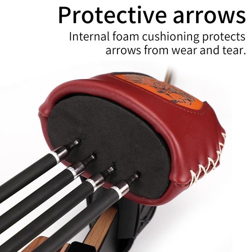 Yuecoom Recurve Bow Quiver, 4 Arrows Quiver Arrow Holder Quick Release System, Brown Leather Archery for Recurve Bow Accessories