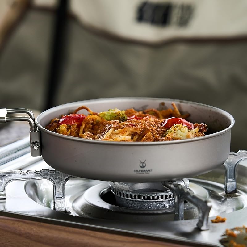 Titanium Camping Plate 750ml with Handle & Mesh Bag - Lightweight Outdoor Dish