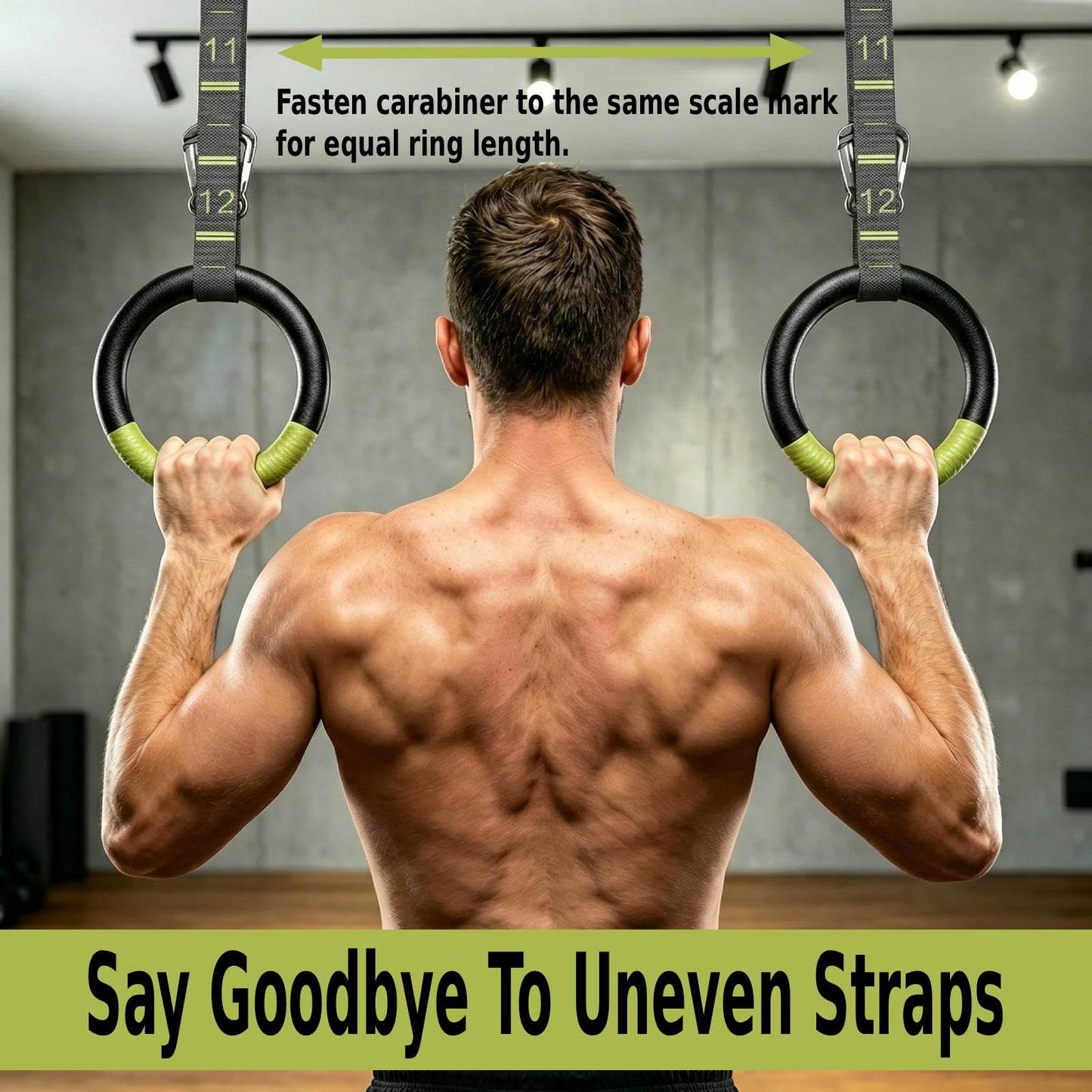 QUOLIX Gymnastic Rings & Olympic Rings with Adjustable Straps, Non-Slip Pull Up Rings with Straps, 1300lbs Exercise Rings for Men Women, Gymnastics Rings for Home Gym, Workout, Exercise, Calisthenic