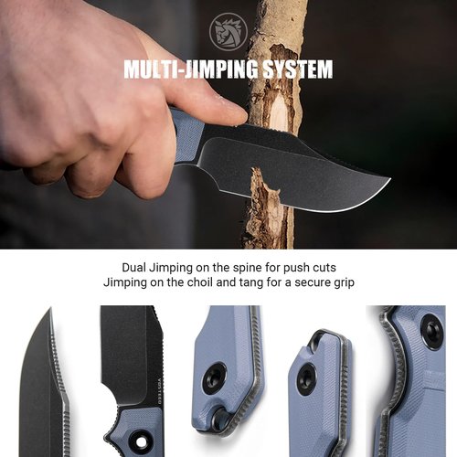 Vosteed Quokka EDC Fixed Blade Knife - 2.72" 14C28N Blade with Sheath, Blue G10 Handle with S.O.A.R. Clip for Hunting Survival Knives - D0602
