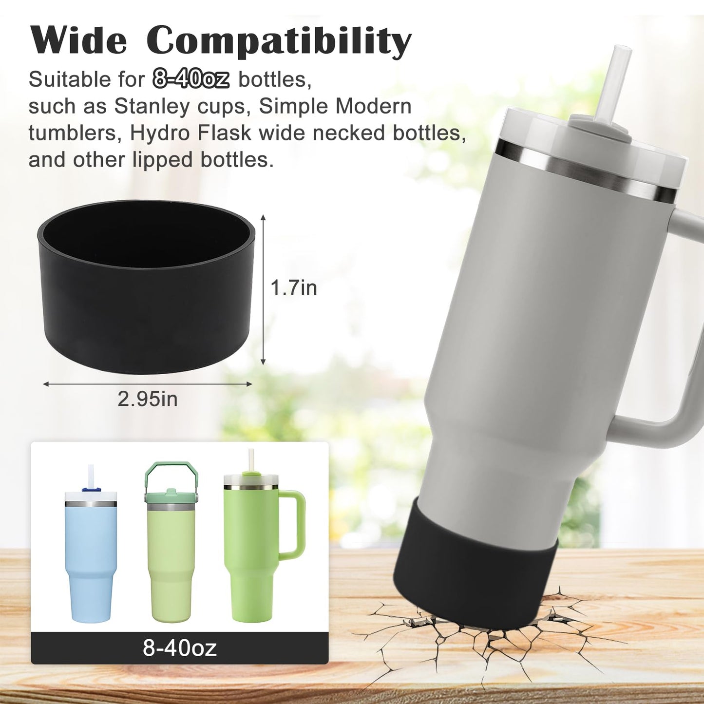7PCS Stanley Cup Accessories - Including Straw Cover, Silicone Boot, Hand Strap & 4 Charms for 40oz & 30oz Tumblers