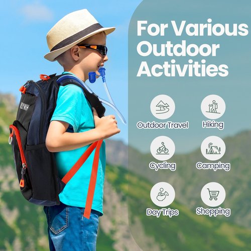 Shinylin 6 Pcs Kids Hydration Backpack with 1.5L Water Bladder Multicolor Kids' Hiking Backpack Hydration Pack Water Rucksack for Boys Girls Cycling Climbing Running