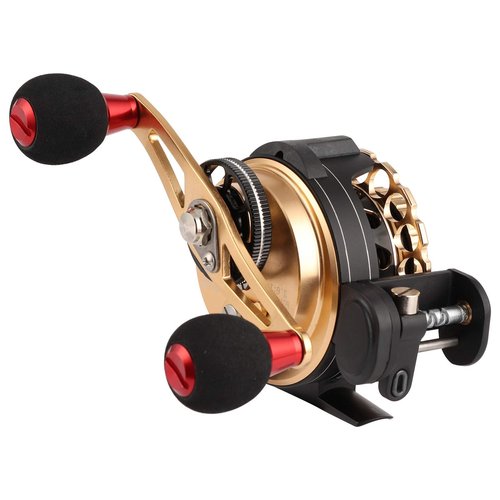 Inline Ice Fishing Reel, All Metal Fishing Wheel 3.6:1 Positioning with Magnetic Automatic Line Out Device for Raft, Lake, Sea, Rock Fishing (Left Hand)