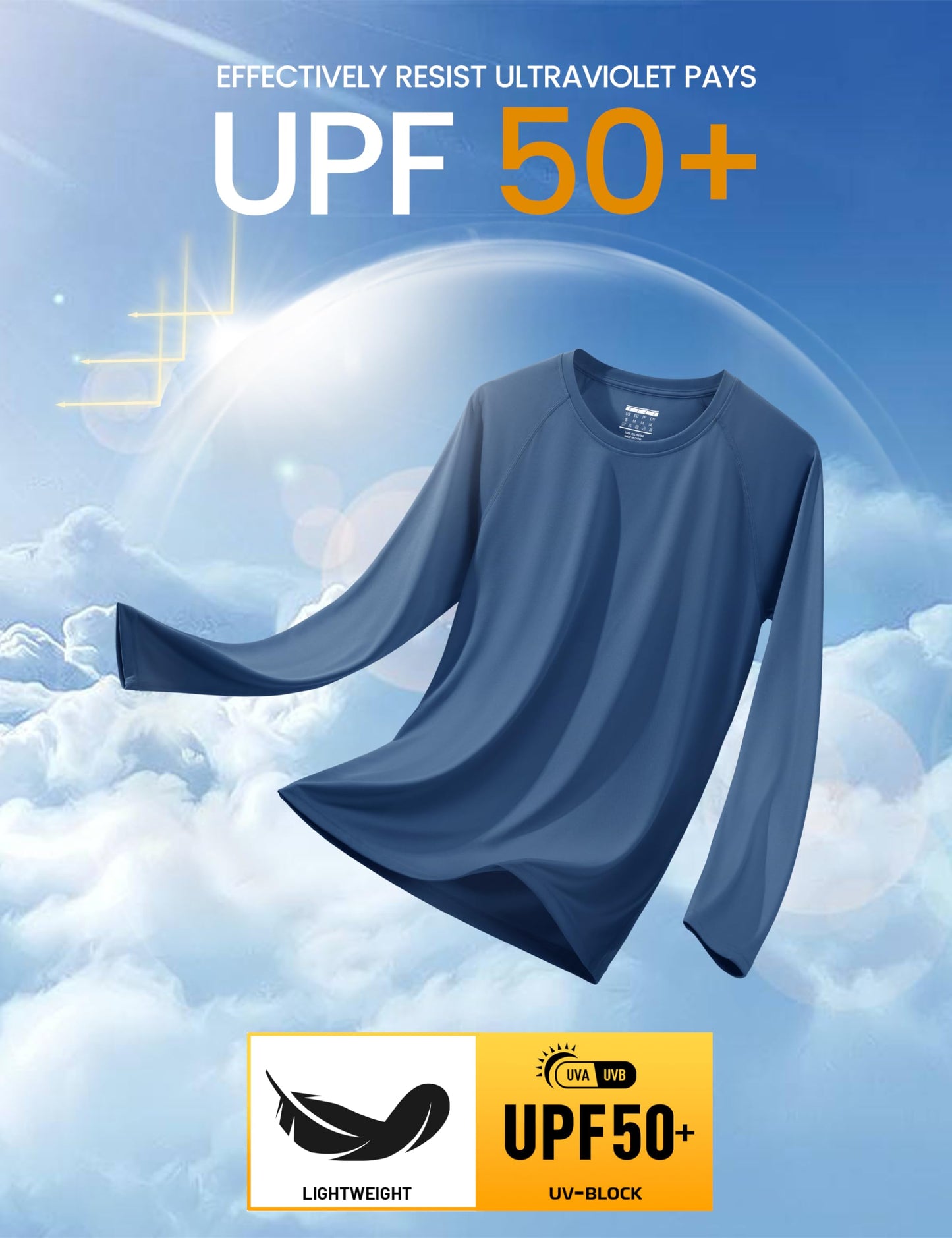MAGCOMSEN Men's Rash Guard Shirt for Men Long Sleeve Quick Dry Baselayer Shirts Performance Tshirt Swim for Running, Hiking Blue, Grey