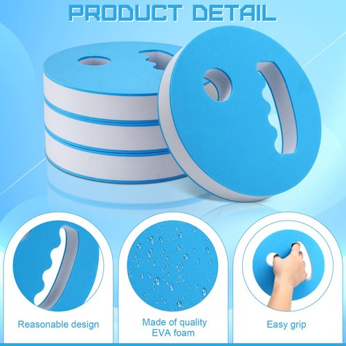 Hungdao 4 Pcs Water Exercise Discs Water Weights for Pool Exercise Set EVA Foam Aerobic Equipment for Adults Hand Held Pool Resistance for Swimming Beginners Arthritis(White and Blue)