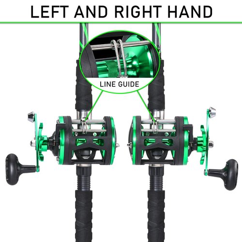 Sougayilang Progressive Glass Fishing Pole Conventional Reel Combo Medium Heavy for Catfish Salmon and Steelhead-7'0"- Green Reel with Right Handed