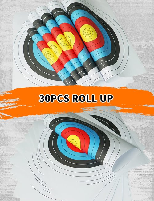 THREE ARCHERS Archery Targets Paper for Backyard Standard Target Face 40cm 10 Ring Bow and Arrow Target for Hunting & Shooting Archery Accessories for Target Practice (30pcs Archery Targets)