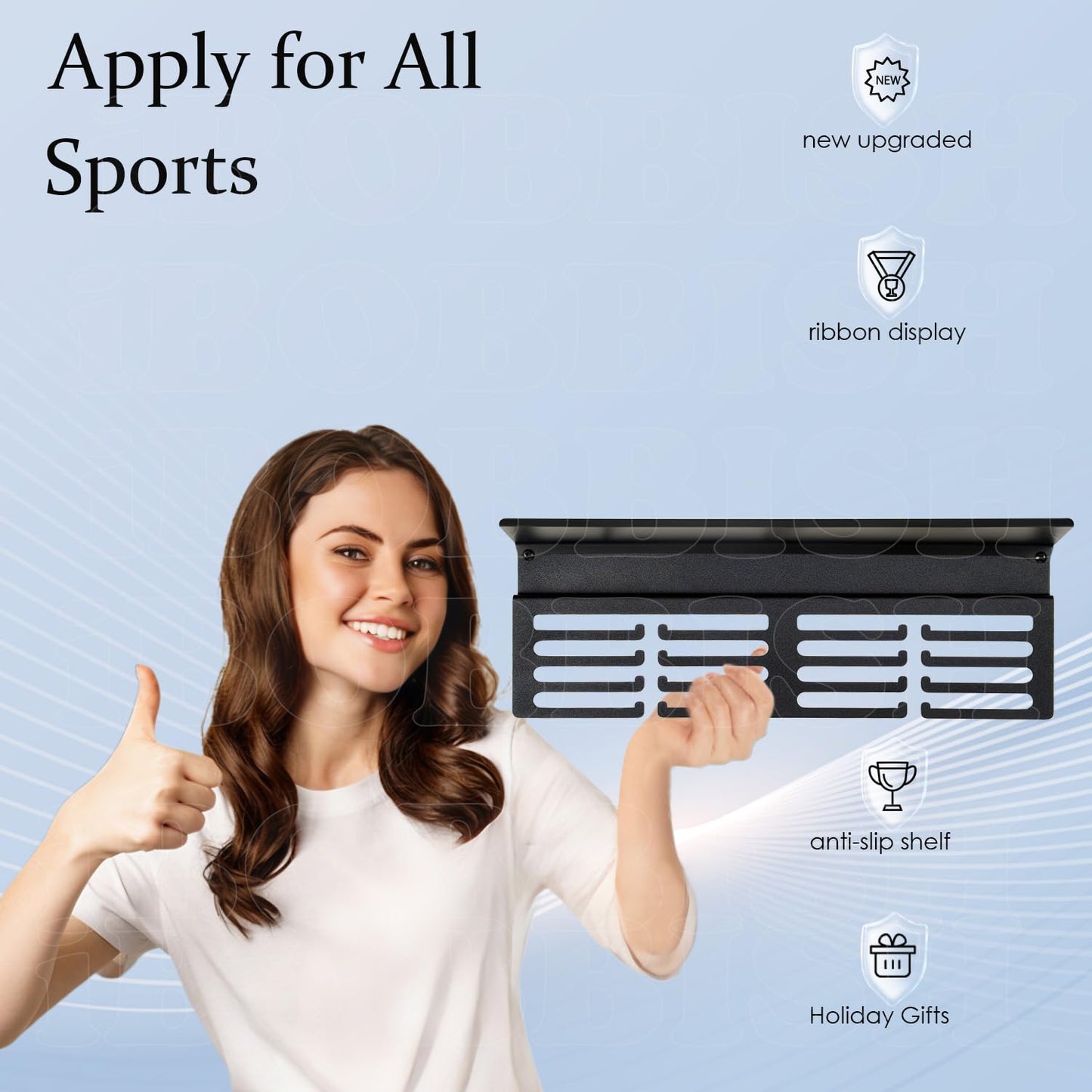 iBobbish Non-Slip Medal Hanger Display Trophy Shelf,Medal Hanger Display For Wall with 16inchL,Race Medal Display Upgraded Medal Holder Display For gymanstics,race,soccer,swim
