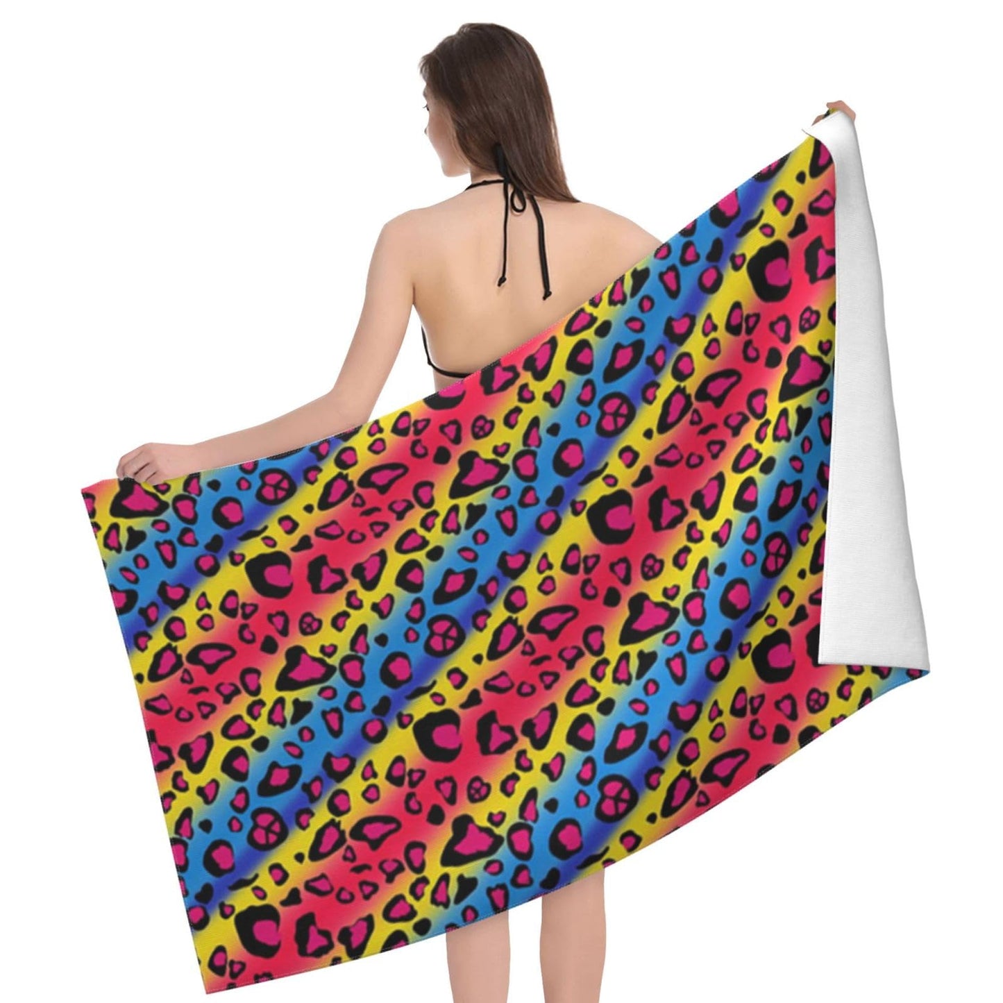 LMKLOP Cute Leopard Beach Towel for Women/Adults, Personalized Microfiber Beach Towels Bulk, Quick Dry Beach Towel for Pool, Lightweight Bath Towels Oversized Clearance 30"x 60"