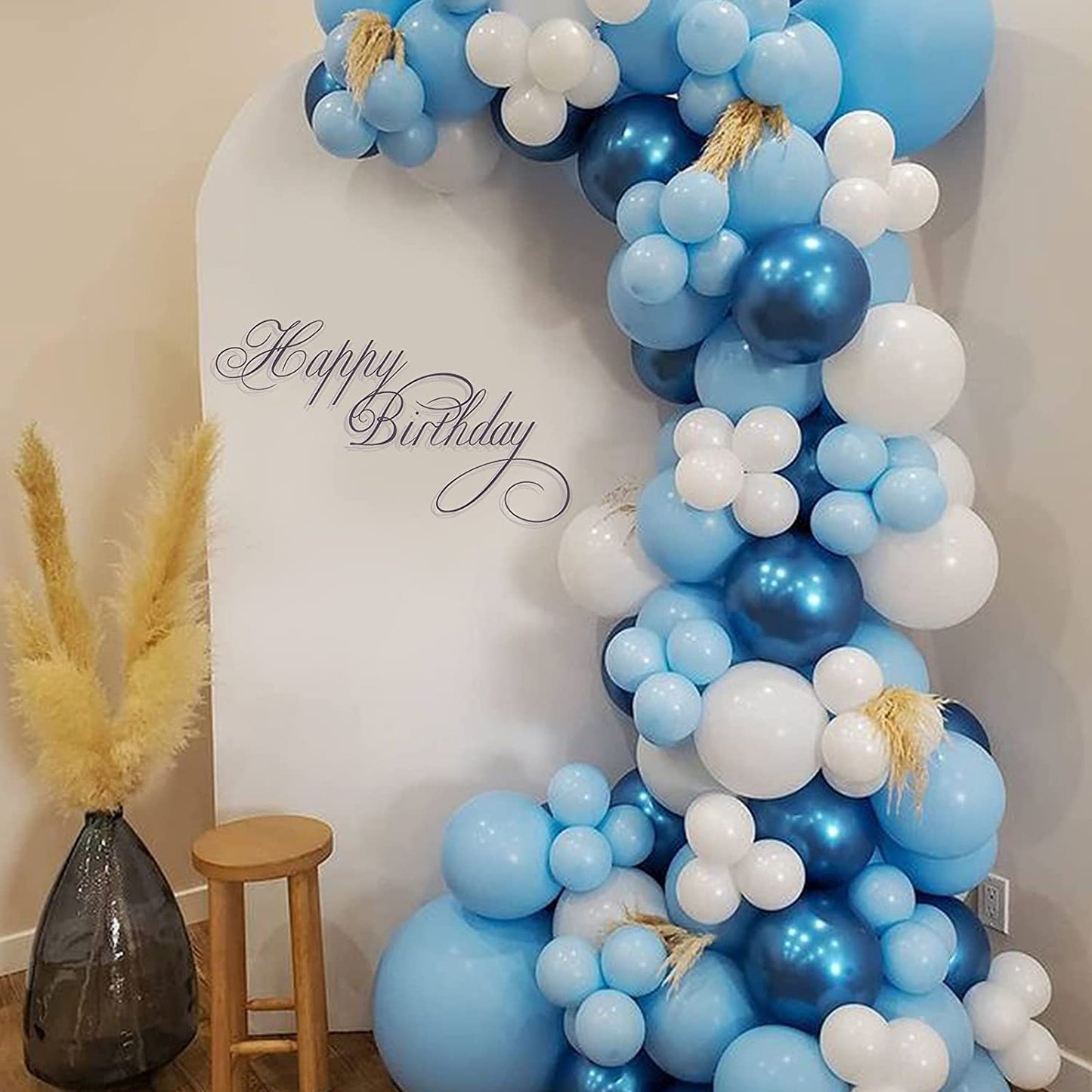 Blue Balloon Set, 60 Packs 12 Inches Metallic Balloons Pearl Macaron Baby Blue Balloon Light Blue Mixed Ballons for Bridal Shower, Boy Baby Shower, Birthday Decorations, Wedding Party