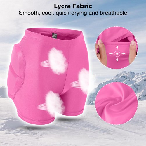 Kids Butt Pad Shorts, Youth Child Hip Protection Pads, Tailbone Protective Padded Short Pants for Snowboarding Hockey Roller Skating Skiing Cycling (Pink, XX-Small)