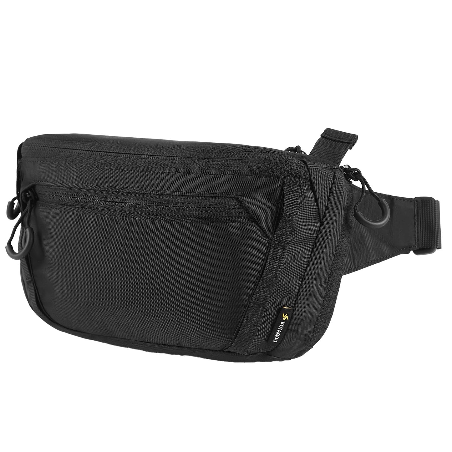 VOTAGOO GEAR Tactical CCW Fanny Bag, Concealed Carry Fanny Pack w/Adjustable Waist Belt Tactical Waist Bag Handgun Pouch with Universal Pistol Holster, Everyday Hip Pack for Men Travel Outdoor (Black)