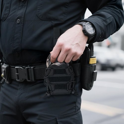 Dual Handcuffs Tactical Handcuff Pouch - Elliptical Law Enforcement Cuff Holder Carrier with U-Shaped Groove | Shock-Absorbing Adjustable Rope | Fits ASP/Hinged/Chain/Folding Handcuffs