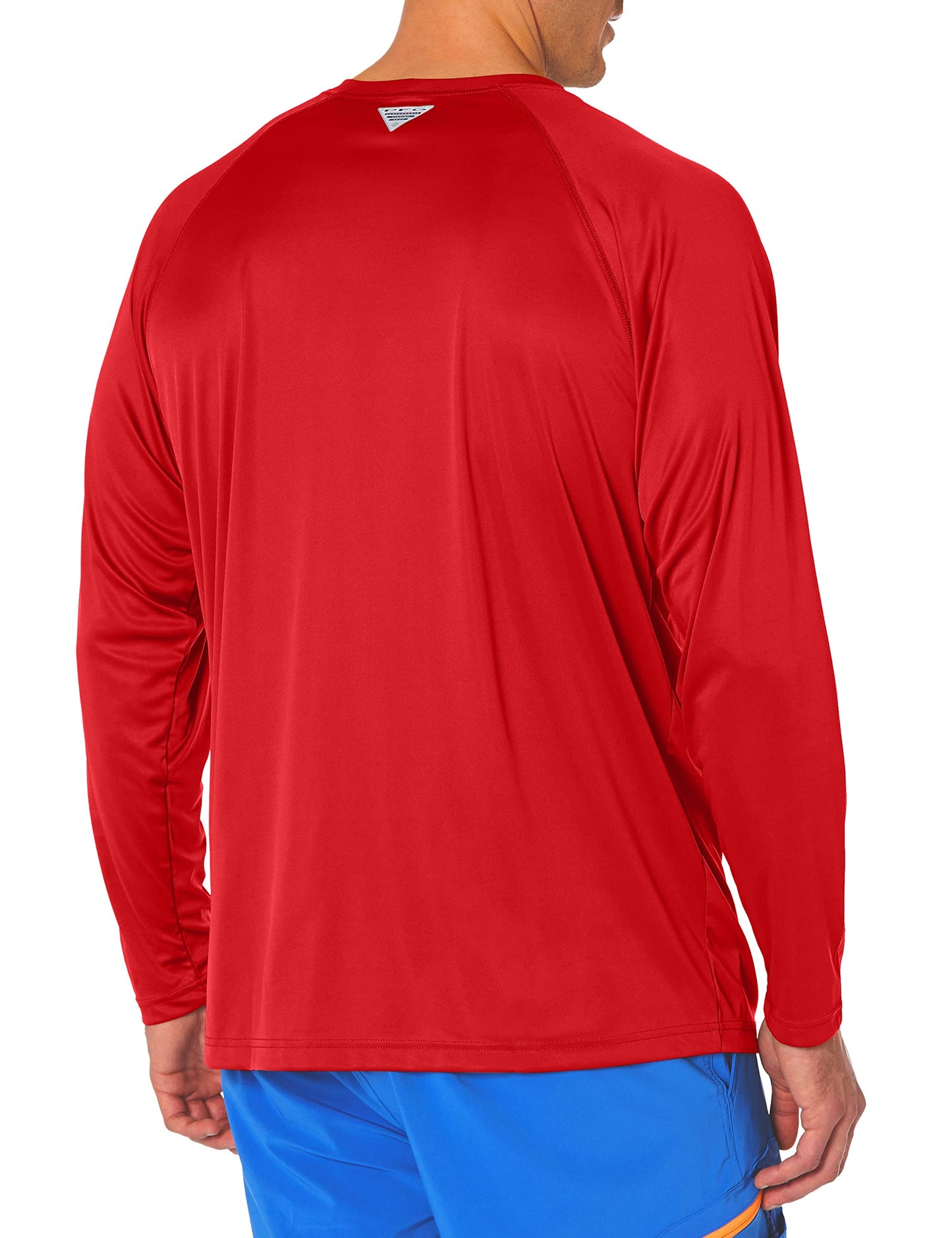Columbia Men's PFG Terminal Tackle Long Sleeve Fishing Shirt, Red Spark/White Logo, 3X