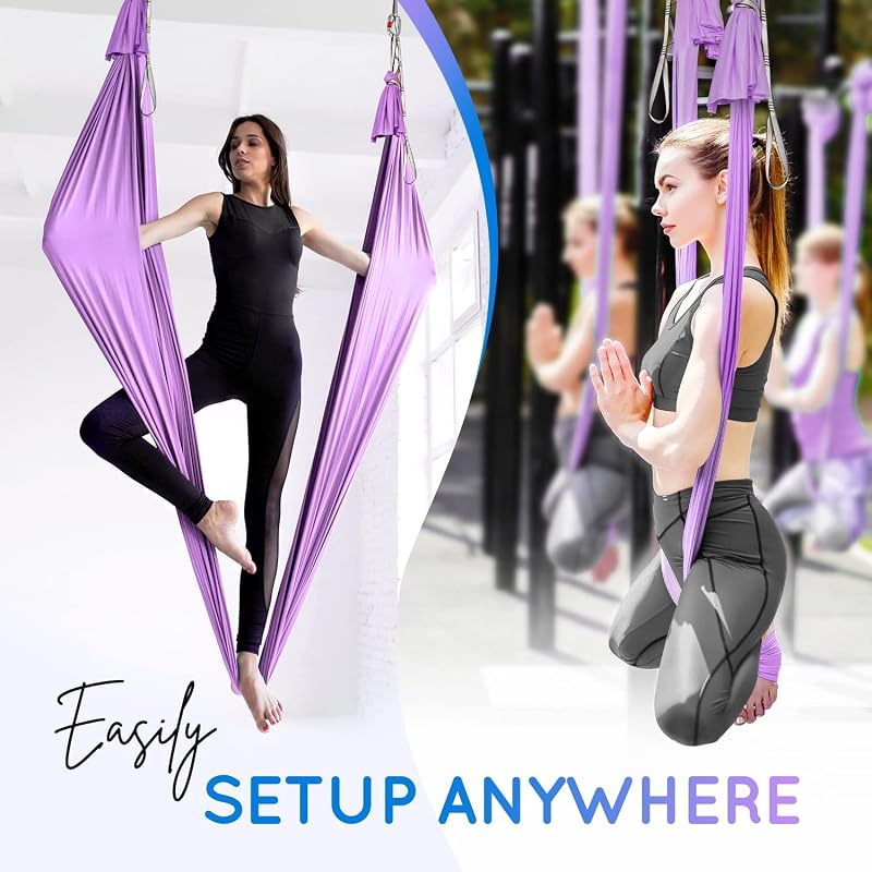 Yes4All Yoga Aerial Hammock Silk Swing Kit - 5m, 660 lb Capacity, Lavender Variation