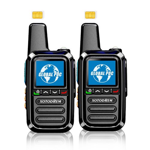 Global Lifetime Free Rapid Walkie Talkies Unlimited Range 4G LTE PoC(Push-to-Talk Over Cellular) Radios Nationwide PTT Two Way Radios Long Distance for Family, Logistics, Company 2pcs with sim Card