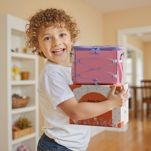 GRANNY SAYS Bike Basket Front for Kids, Cute Bicycle Basket for Bear Toys, Small Bike Bag for Boys and Girls, Kids Bicycle Baskets with Shoulder Strap, Handlebar Scooter Balance Bike Bag, Pink