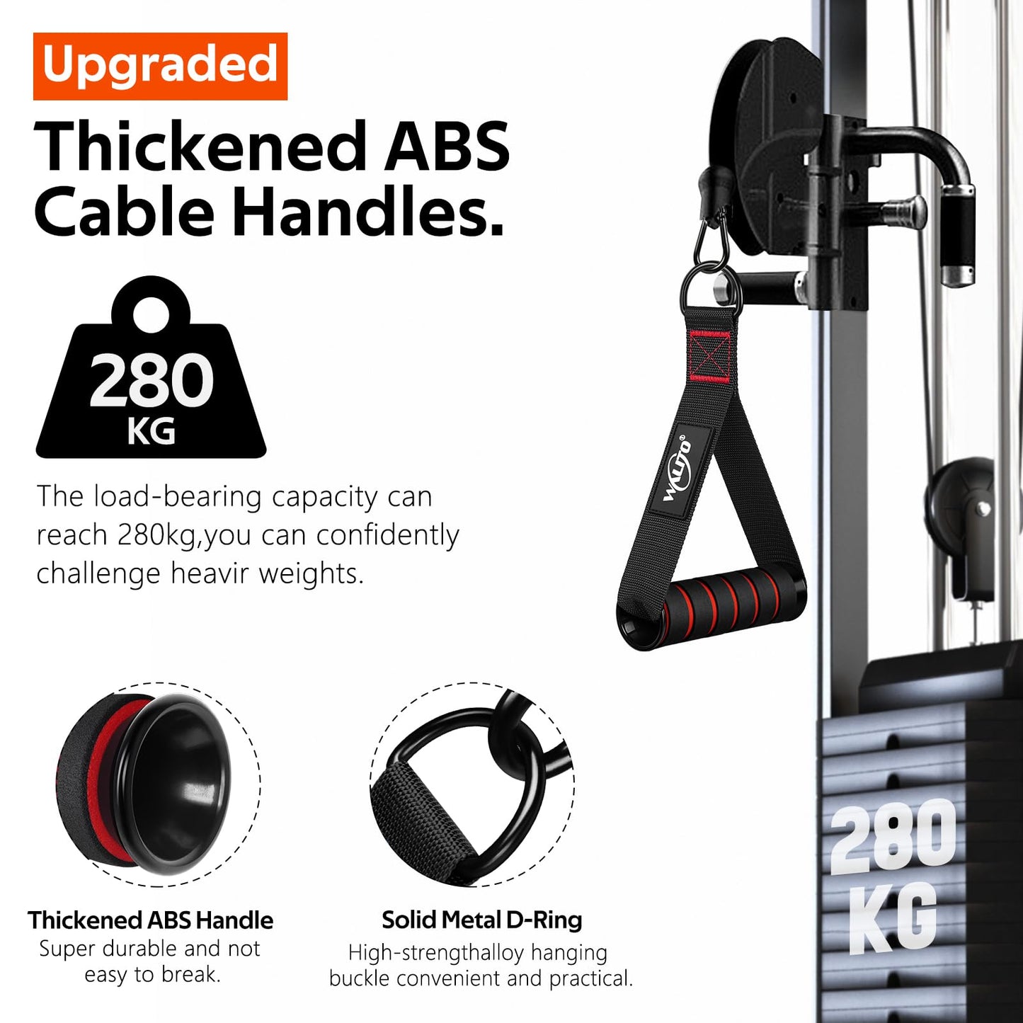 WALITO Exercise Handles, Replacement Cable Machine Attachments for Home Gym Equipment, Pulley System, Pilates, Resistance Bands, Strength Trainer, Heavy Duty Working Out Handles