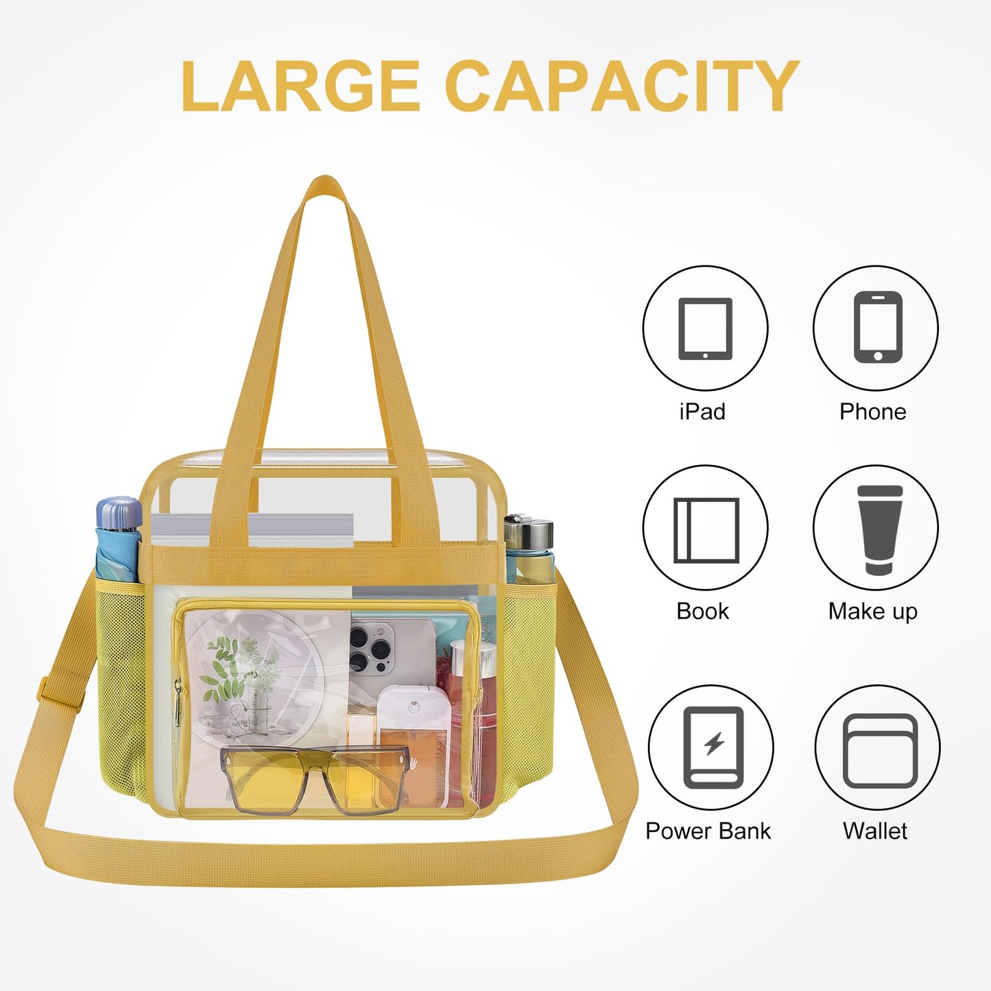 USPECLARE Clear Bag for Stadium Events, 12x6x12 Transparent Stadium Messenger Bag for Concerts, Work, Sports Games, Gym