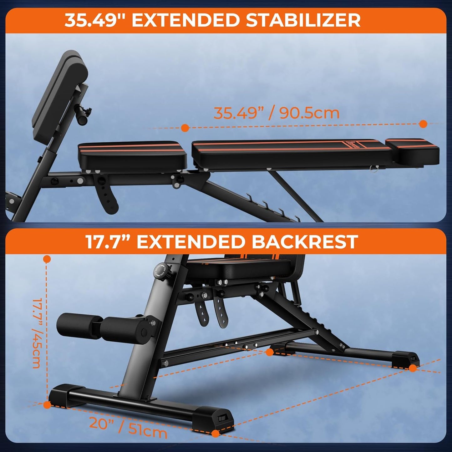 1000LBS Adjustable Weight Bench - Heavy Duty Workout Bench Press with Handle for Home Gym Exercise, Roman Chair Ab for Hyper Back Extension with Handle, Sit Up Flat Incline Decline Bench for Full Body