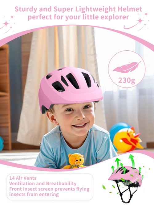 XJD Toddler Helmet Kids Bike Helmet for Infant/Baby Multi-Sport Adjustable Skateboard for Kids Boys Girls Lightweight for Age 1 and Older (Pink, X-Small: 18.11"-20.08" / 46-51 cm)